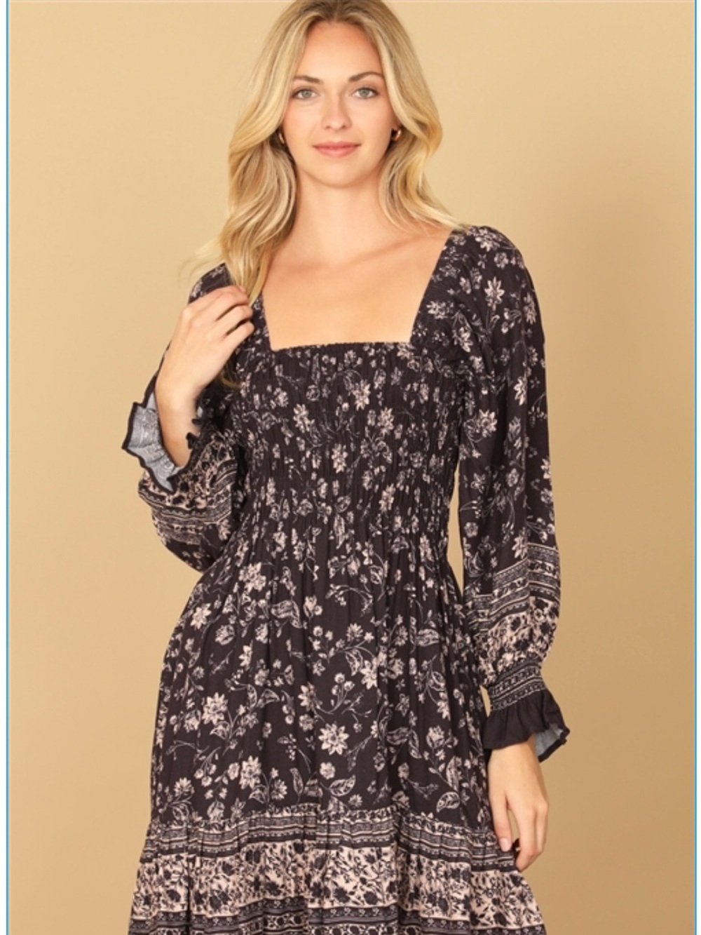 NWT Olivaceous smocked floral mini dress size M